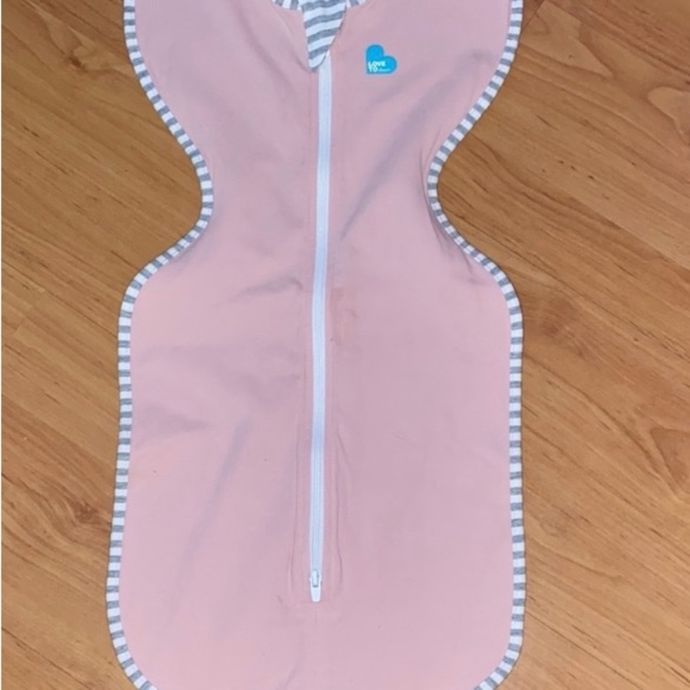 Love to Dream Pink Swaddle with Gray Trim